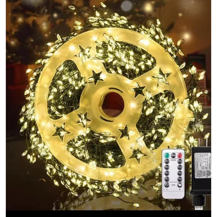 Tündérfény karácsonyi 3000 LED-es melegfehér fényfüzér távirányítóval 100m 