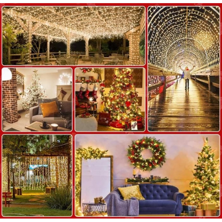 Tündérfény karácsonyi 2700 LED-es melegfehér fényfüzér távirányítóval 84m 