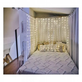 Beltéri Fémhuzalos Karácsonyi Fényfüggöny 2x1,5m 240LED melegfehér