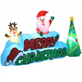 Óriás felfújható mikulás karácsonyi dekoráció – kültéri, megvilágított udvari dísz 280×130 cm