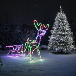 Led Rénszarvas szánnal szines