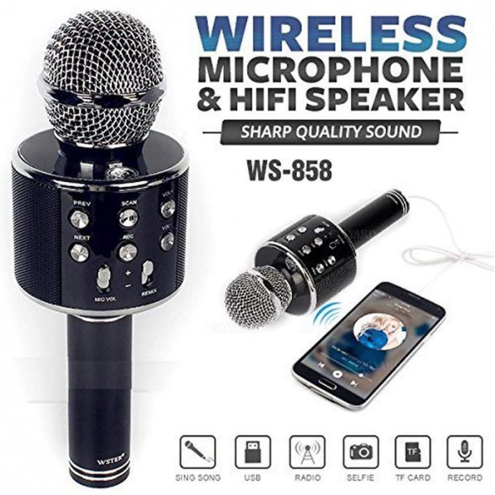 WSTER WS-858 hangszórós, bluetooth-os karaoke mikrofon
